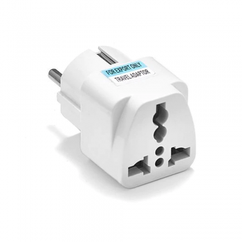 ADAPTADOR DE VIAJE 2 EN 1 PARA PASAR CLAVIJA US Y UK A EUROPEA | 100-240V 10A COLOR BLANCO