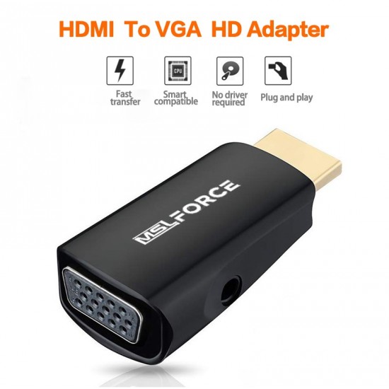ADAPTADOR HDMI MACHO A VGA HEMBRA 1080P CON AUDIO MSLFORCE 09806