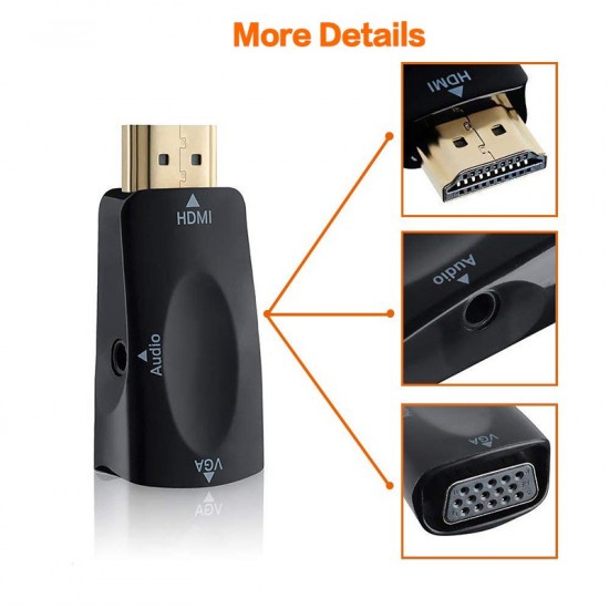 ADAPTADOR HDMI MACHO A VGA HEMBRA 1080P CON AUDIO MSLFORCE 09806