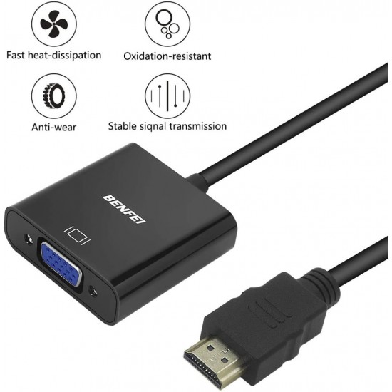 ADAPTADOR HDMI A VGA 1080P | NEGRO OEM 11190