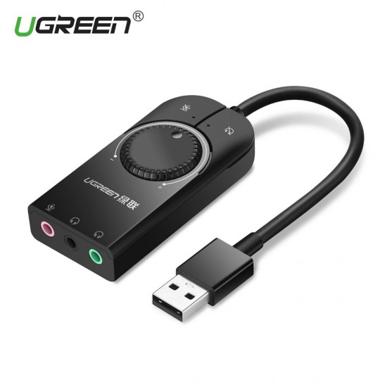 ADAPTADOR DE SONIDO UGREEN EXTERNO USB A DC JACK AUDIO 3.5mm OEM 09536