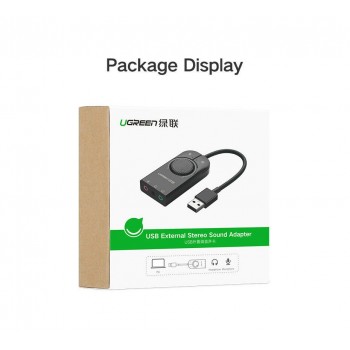 ADAPTADOR DE SONIDO UGREEN EXTERNO USB A DC JACK AUDIO 3.5mm