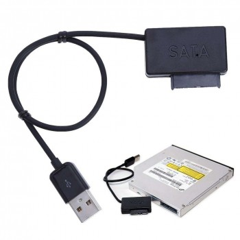 ADAPTADOR CONVERSOR USB 2.0 A SATA 6P+7P UNIDAD OPTICA SLIM