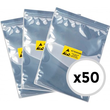 BOLSA ANTIESTATICA 15 x 10.5CM CON CREMALLERA RESELLABLE | PACK 50 UNIDADES