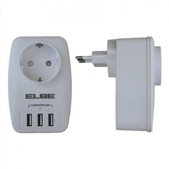 ENCHUFE CON 1 TOMA + 3 PUERTOS USB HASTA 3680W | ELBE EN-001-UB ELBE 32002