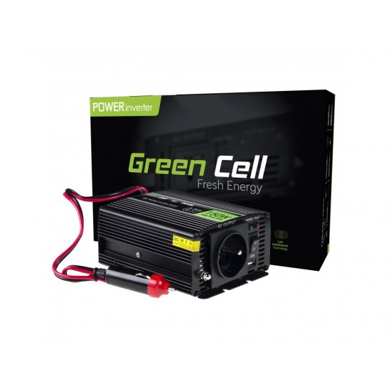 INVERSOR DE CORRIENTE PARA COCHE GREEN CELL DC12V-AC230V 150W | INV06 GREEN CELL 10056