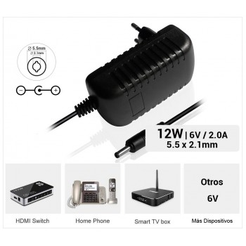 CARGADOR 12W  6V / 2A | 5.5 x 2.1MM
