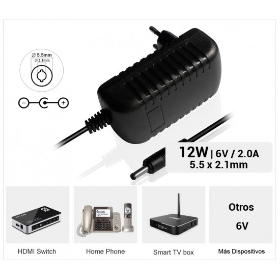 CARGADOR 12W 6V / 2A | 5.5 x 2.1MM OEM 13182