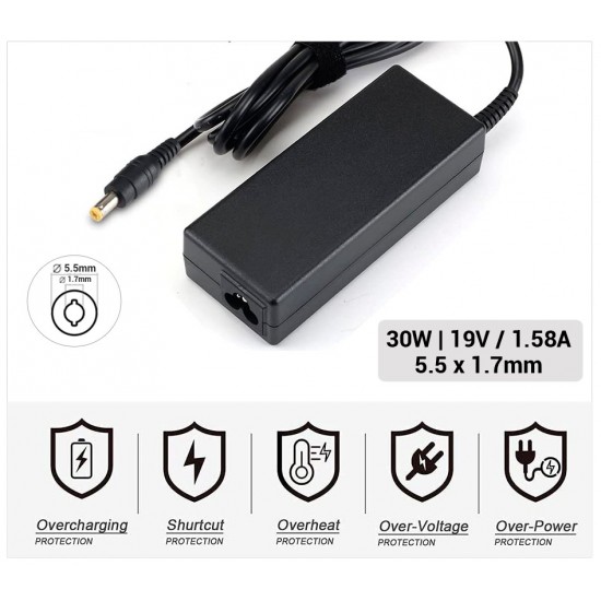 CARGADOR PACKARD BELL COMPATIBLE | 19V / 1.58A | 5.5 x 1.7mm | 30W PACKARD BELL 10308