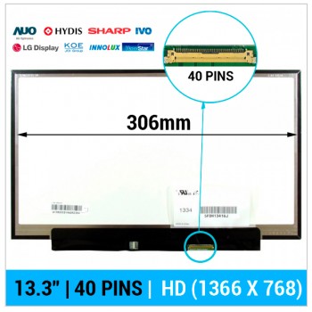 PANTALLA 13.3" | HD LED SLIM | 40 PINS | SIN BARRAS NI PESTAÑAS