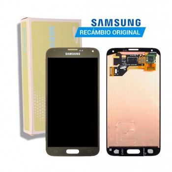 SAMSUNG GALAXY S5 I9600 SM-G900F PANTALLA LCD DISPLAY + TACTIL ORIGINAL | ORO | GH97-15959D