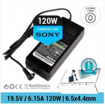 CARGADOR SONY COMPATIBLE | 19.5V / 6.15A | 6.5 x 4.4mm | 120W