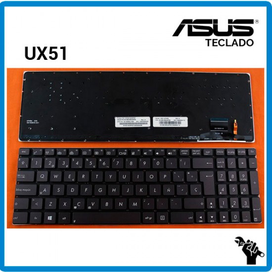 TECLADO ESPAÑOL ASUS | UX51 | NEGRO | SIN MARCO | RETROILUMINADO ASUS 04302