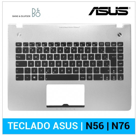 TECLADO ESPAÑOL ASUS N56 | NEGRO |CON MARCO PLATEADO ASUS 04388
