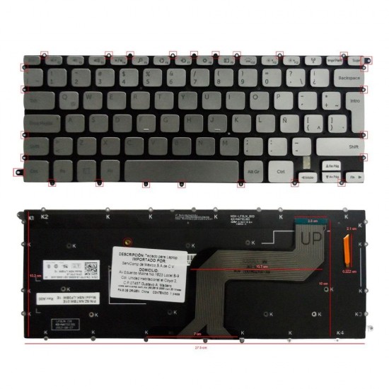Teclado DELL | INSPIRON 14-700 | 14-7437 | 14-7000 | RETROILUMINADO | SIN FRAME | WIN8 DELL 03167