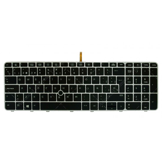 TECLADO ESPAÑOL HP ELITEBOOK 755 G3 850 G3 850 G4 ZBOOK 15U G3 15U G4 SERIES RETROILUMINADO CON POINTSTICK TECLAS NEGRAS Y FRAME GRIS PLATA | 836623-081 HP 13592