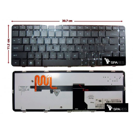 Teclado Inglés HP | PAVILION DM4-1000 | DM4-1300 | CON MARCO NEGRO | RETROILUMINADO HP 02158C