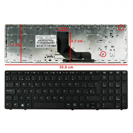 TECLADO ESPAÑOL HP ELITEBOOK 8560P CON MARCO SIN POINTSTICK HP 05763C
