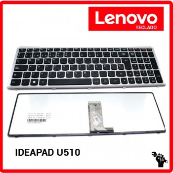 TECLADO ESPAÑOL LENOVO | IDEAPAD U510 | NEGRO | CON MARCO PLATA