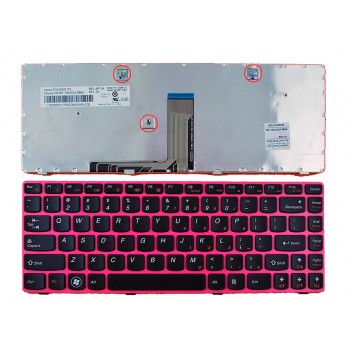 TECLADO INGLÉS LENOVO | IDEAPAD Z480 NEGRO | MARCO ROSA