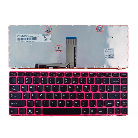 TECLADO INGLÉS LENOVO | IDEAPAD Z480 NEGRO | MARCO ROSA LENOVO 05386