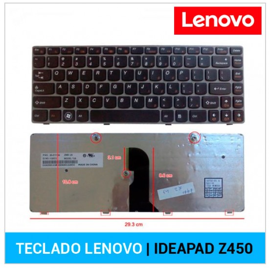 TECLADO INGLÉS LENOVO | IDEAPAD Z460 | NEGRO | CON FRAME LENOVO 02864