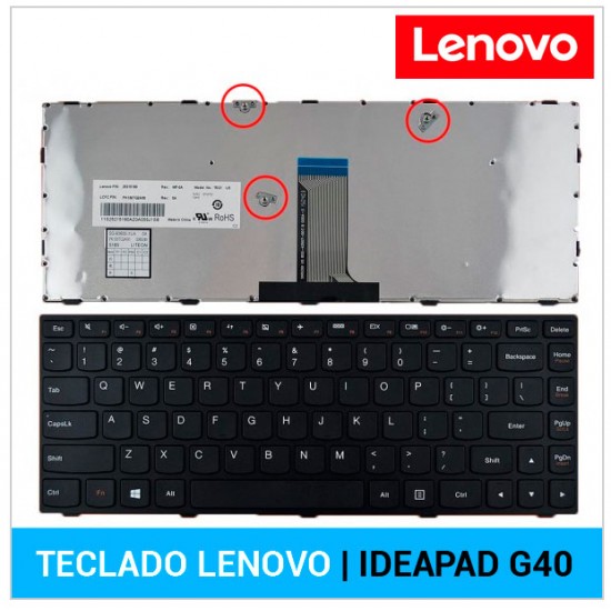 TECLADO LENOVO | IDEAPAD G40 | G40-30 | NEGRO | CON MARCO NEGRO LENOVO 04439