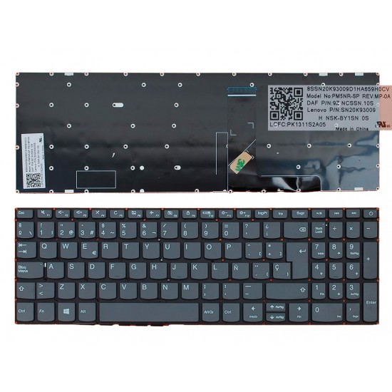 TECLADO ESPAÑOL LENOVO IDEAPAD 320-15IKB 320-15ISK SERIES | GRIS SIN MARCO SN20M63166