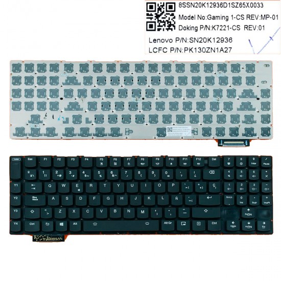TECLADO ESPAÑOL LENOVO IDEAPAD Y900-17ISK Y910-17ISK Y920-17IKB SERIES | PK130ZN1A12 SN20K12922 | NEGRO SIN MARCO LENOVO 07961