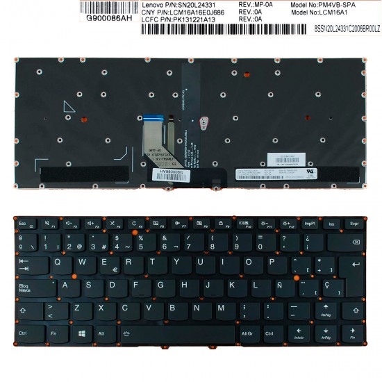 TECLADO ESPAÑOL LENOVO YOGA 910-13IKB YOGA 5 PRO SERIES | NEGRO SIN FRAME LENOVO 07958