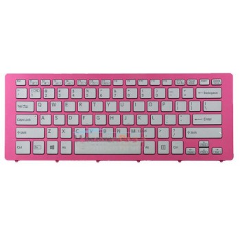 Teclado Inglés SONY | VAIO SVF14N | PLATA| CON MARCO ROSA | RETROILUMINADO