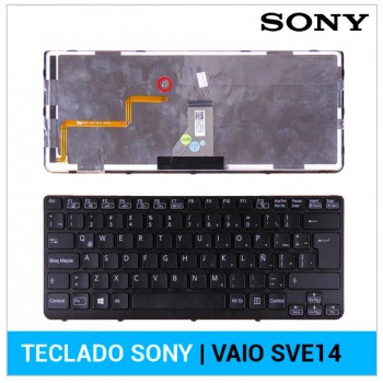 TECLADO LATINO / ESPAÑOL SONY | VAIO SVE14 | NEGRO | CON MARCO NEGRO | RETROILUMINADO