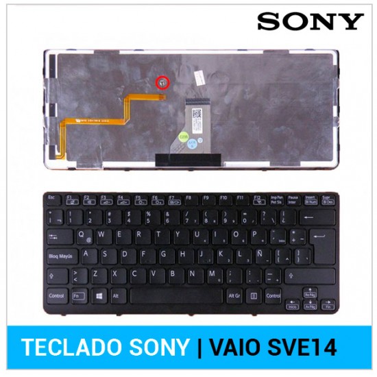 TECLADO LATINO / ESPAÑOL SONY | VAIO SVE14 | NEGRO | CON MARCO NEGRO | RETROILUMINADO SONY 04569