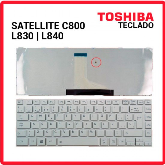 Teclado Español TOSHIBA | SATELLITE L840 | CON MARCO BLANCO | WIN 8 | BLANCO TOSHIBA 03533