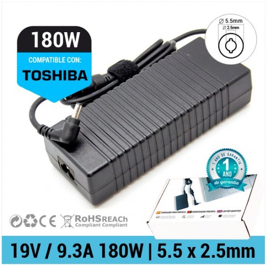 CARGADOR TOSHIBA COMPATIBLE | 19V / 9.3A | 5.5 x 2.5mm | 180W TOSHIBA 02887C