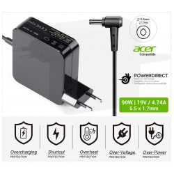 CARGADOR ACER COMPATIBLE | 19V / 4.74A | 5.5 x 1.7mm | 90W DIRECTO A PARED ( SIN CABLE )