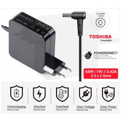 CARGADOR TOSHIBA COMPATIBLE | 19V / 3.42A | 5.5 x 2.5mm | 65W DIRECTO A PARED ( SIN CABLE )