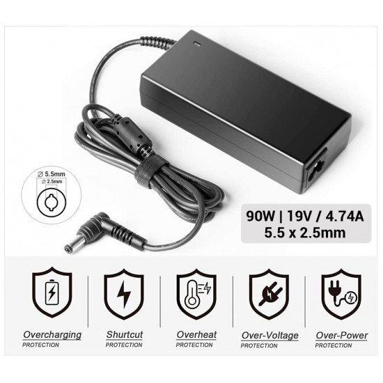 CARGADOR DYNABOOK COMPATIBLE | 19V / 4.74A | 5.5 x 2.5mm | 90W DYNABOOK 00150