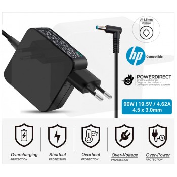 CARGADOR HP COMPATIBLE | 19.5V / 4.62A | 4.5 x 3.0mm | 90W DIRECTO A PARED ( SIN CABLE )