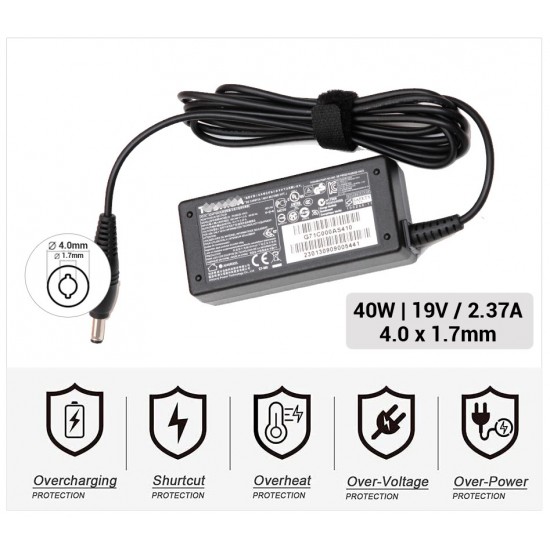CARGADOR TOSHIBA COMPATIBLE | 19V / 2.37A | 4.0 x 1.7mm | 45W TOSHIBA 01804M