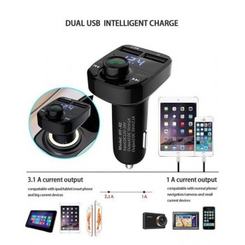 KIT DE COCHE MANOS LIBRES / BLUETOOTH / TRANSMISOR FM / REPRODUCTOR MP3 / CARGADOR USB x2