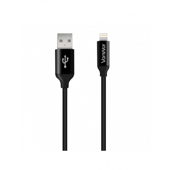 CABLE APPLE LIGHTNING 1METRO 2.4A NYLON NEGRO | L-12 VANWOR 08292