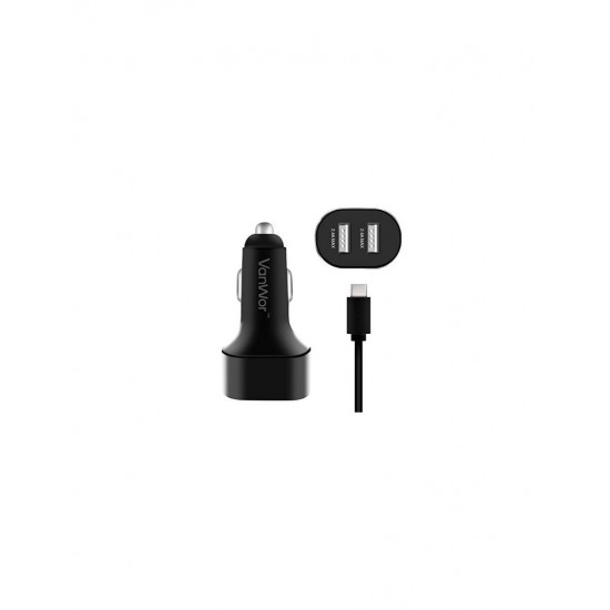 CARGADOR COCHE MICRO USB CON DOS PUERTOS USB 2.4A VANWOR CX-241 VANWOR 08287