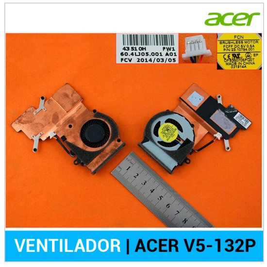 VENTILADOR CPU CON DISIPADOR ACER | ASPIRE V5-132P ACER 04411