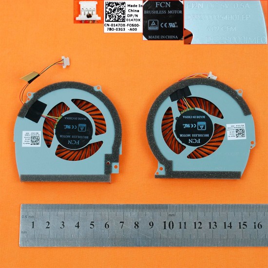 PAR DE VENTILADORES CPU Y GPU DELL INSPIRON 15 7000 7566 7567 P65F | DC28000IMF0 DFS2000054H0T FJ2N 0147DX 147DX DELL 07987